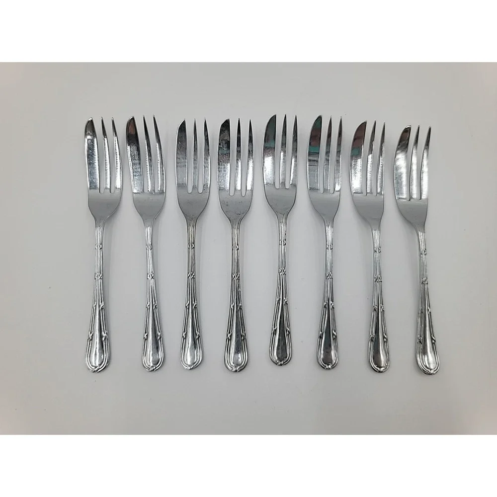 9pc‎ UNF 587 St Clair Chromium Plate Pastry Forks Flatware Fork Set